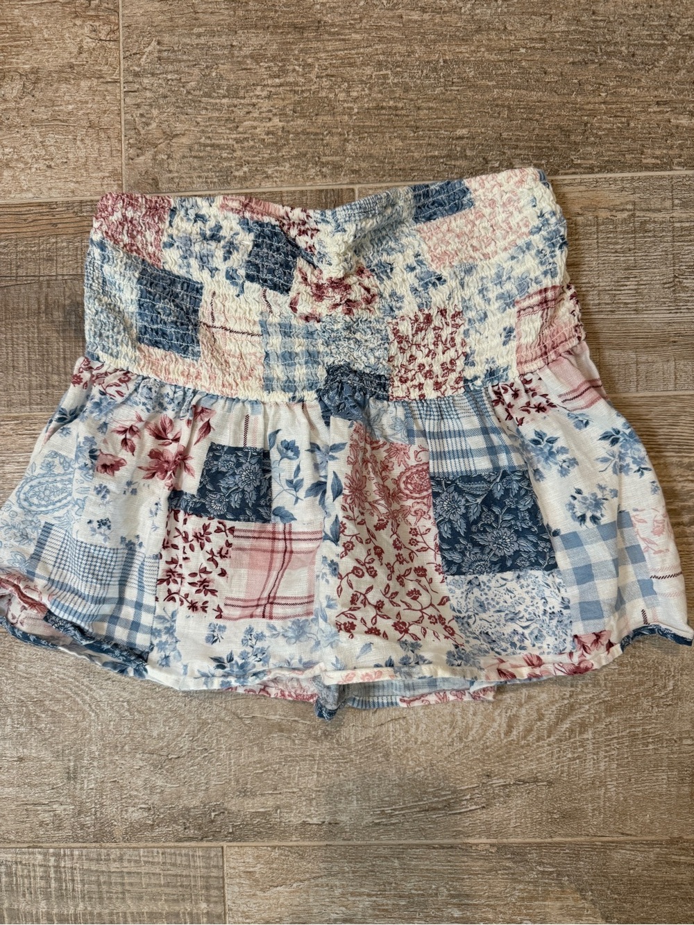 American Eagle Outfitters Smocked Patchwork Tube Top